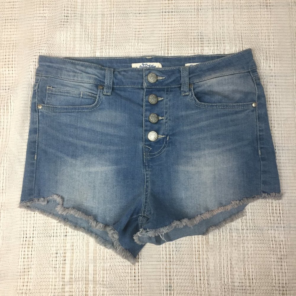 Wild Blue High Rise Button Fly Shorts
